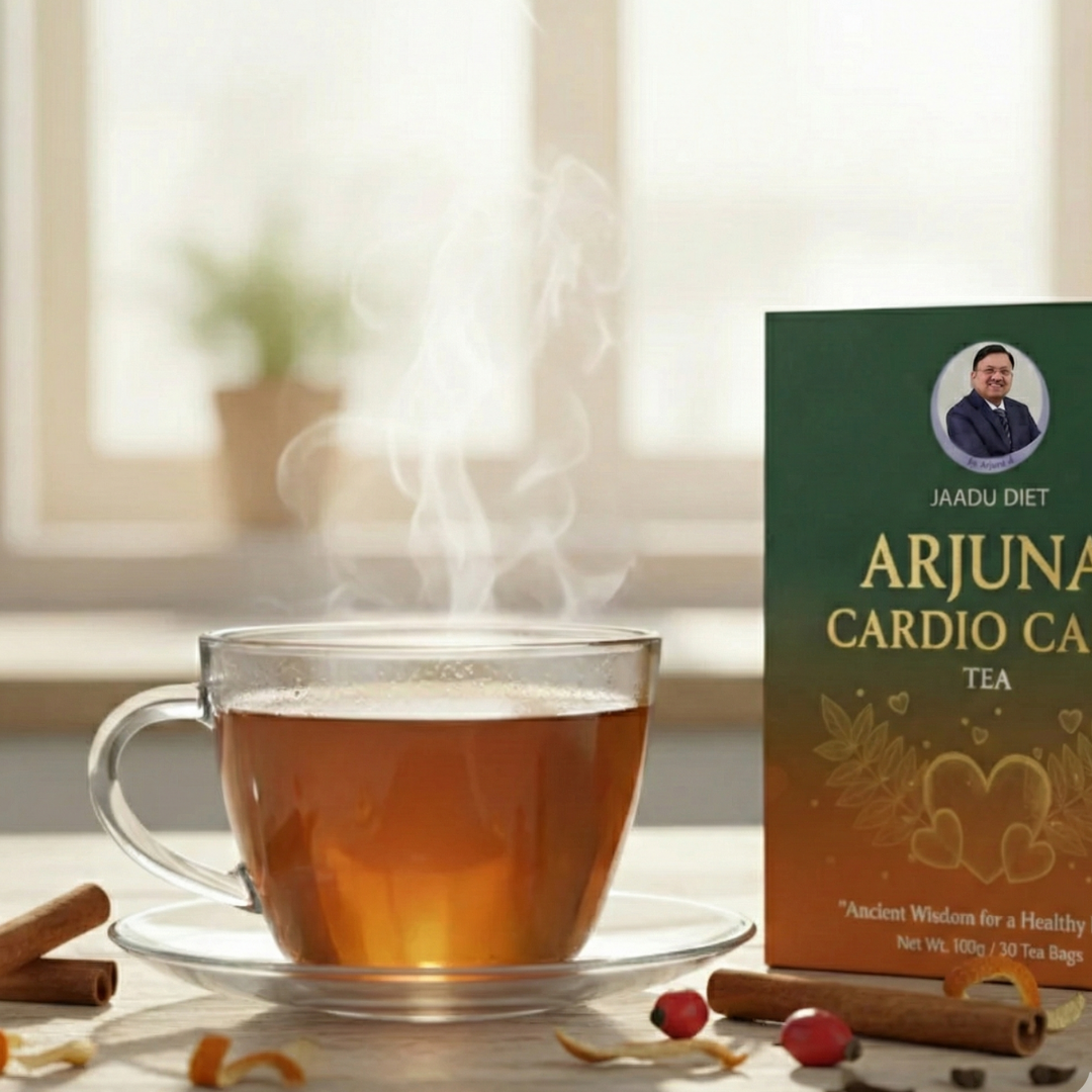 Jaadu Diet Arjuna Heart Tea with Ashwagandha, Shankhpushpi & Brahmi - Natural Support for Heart Health, Blood Pressure, Cholesterol & Circulation | 30 Premium Tea Bags
