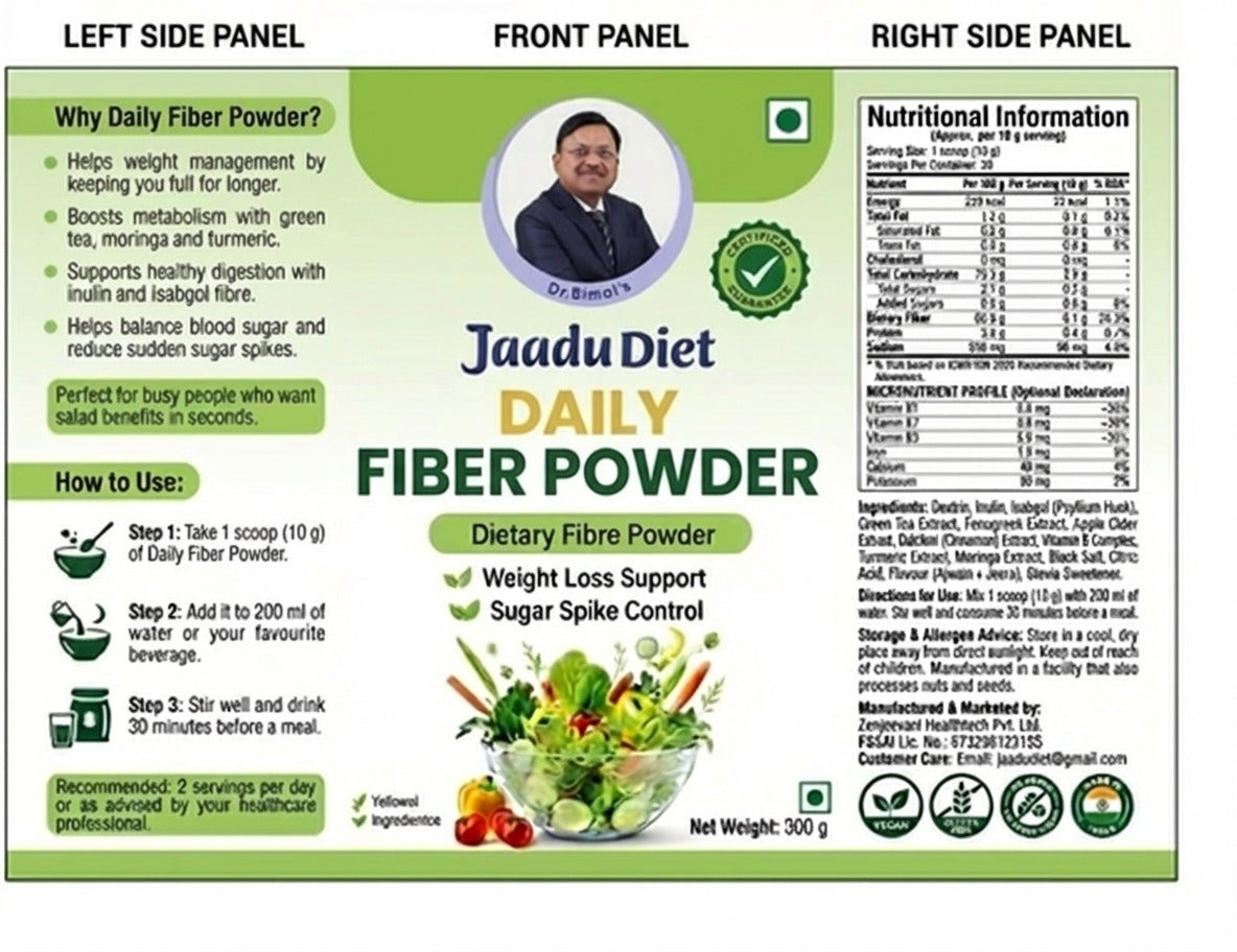 Daily Fiber Powder | 300 Grams Pack | Ajwain Jeera Flavor